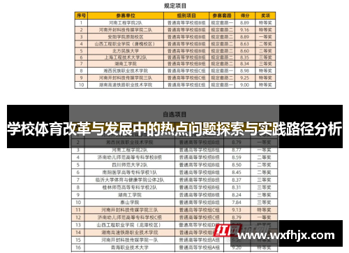 学校体育改革与发展中的热点问题探索与实践路径分析